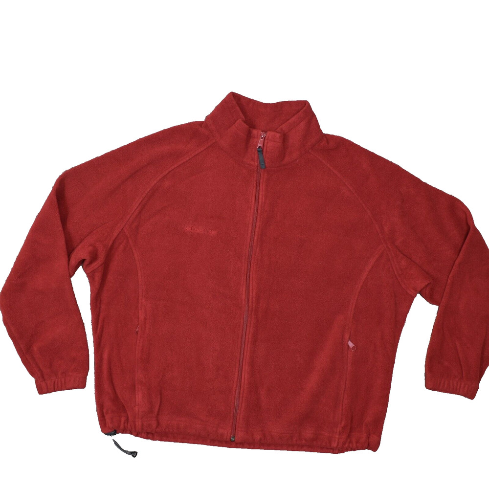 Columbia Women's Plus Size 2X Fleece Basic Jacket Red Polyester Zip Long Sleeve